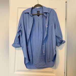 Gap 100% Cotton Blue Striped Button-Up Shirt